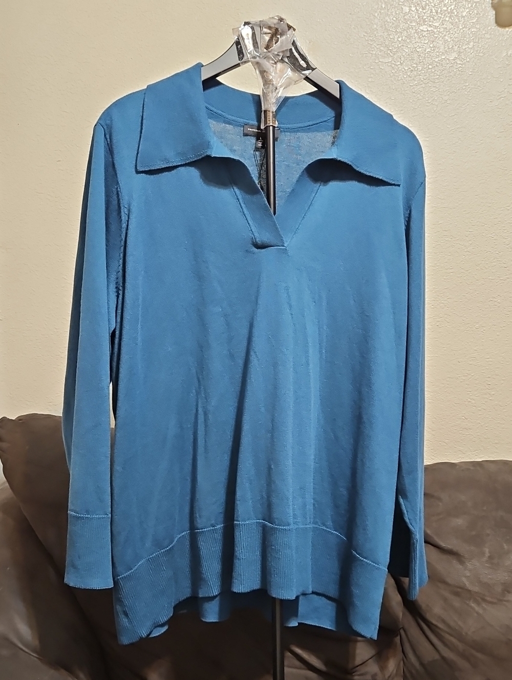 Universal Standard Blue Collared V-Neck Pullover